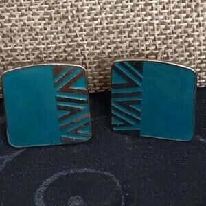 Laurel Burch "Naito" Blue and Silver Tone, Post Back Earrings